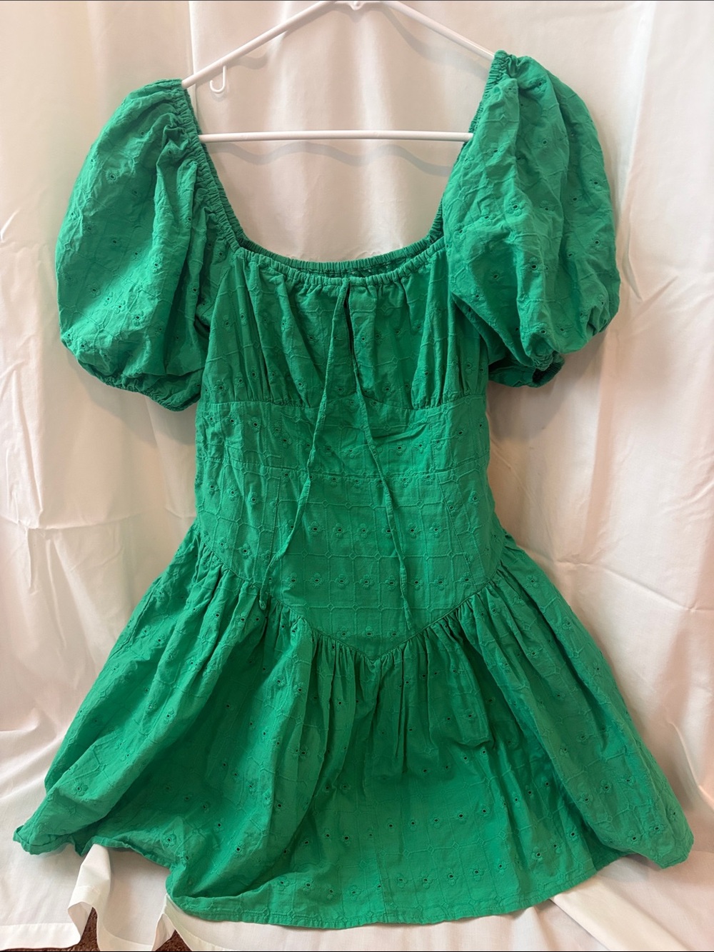 ASOS Emerald Green Puff-Sleeve Mini Dress